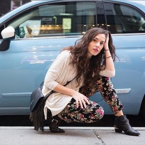 Free People floral skinny jean corduroys